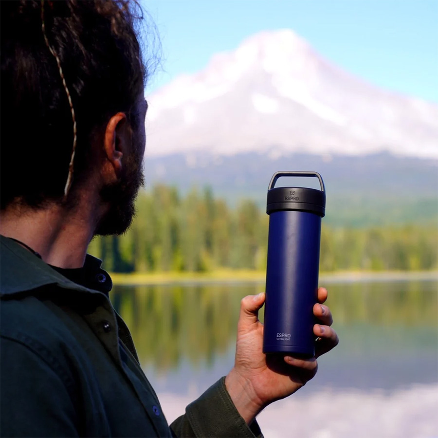 P0 Ultralight Travel Coffee Press Aegean Blue