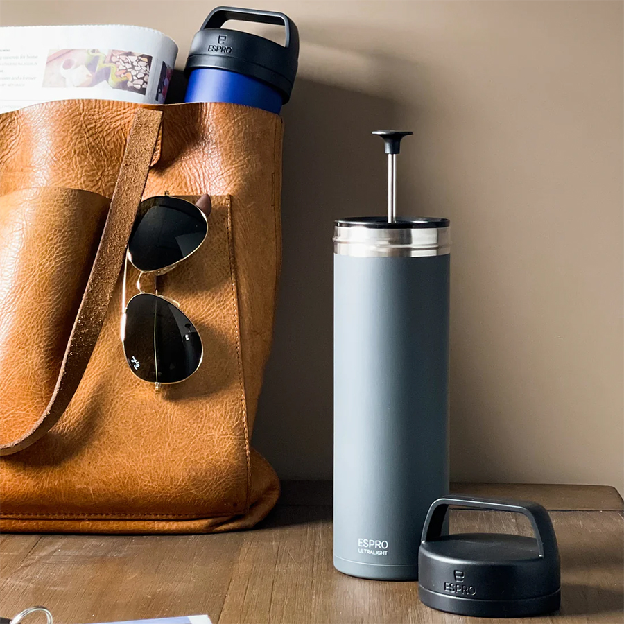 P0 Ultralight Travel Coffee Press Gunmetal Grey