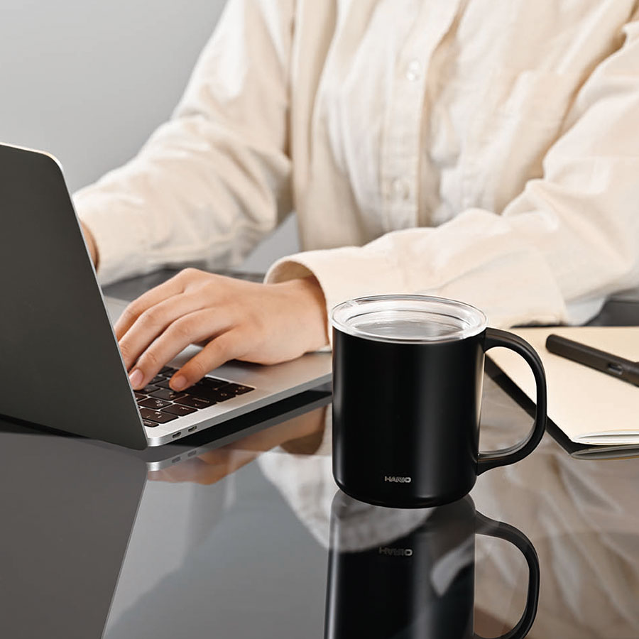 Ceramic Coating Double-Walled Thermal Mug 350ml - Black