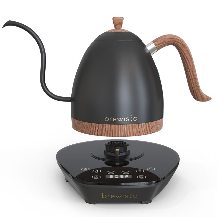 Brewista Artisan 0.6L Gooseneck Variable Kettle - Matte Black - Wood Accents
