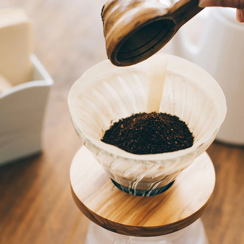 Glass Coffee Dripper V60 02 Olive Wood